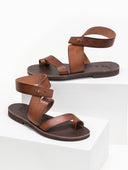 Σανδάλια δερμάτινα με ιδιαίτερο κούμπωμα Iris Sandals - Καφέ - thefashionproject.gr - IRIS