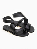 Σανδάλια δερμάτινα με ιδιαίτερο κούμπωμα Iris Sandals - Μαύρο - thefashionproject.gr - IRIS