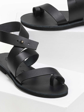 Σανδάλια δερμάτινα με ιδιαίτερο κούμπωμα Iris Sandals - Μαύρο - thefashionproject.gr - IRIS