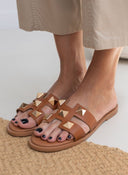 Σανδάλια δερμάτινα με καρφιά Estil - Ταμπά - thefashionproject.gr - Estil