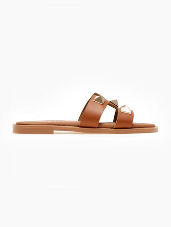 Σανδάλια δερμάτινα με καρφιά Estil - Ταμπά - thefashionproject.gr - Estil