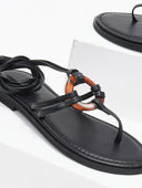 Σανδάλια δερμάτινα με κοκκάλινο σχέδιο Iris sandals - Μαύρο - thefashionproject.gr - IRIS