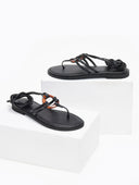 Σανδάλια δερμάτινα με κοκκάλινο σχέδιο Iris sandals - Μαύρο - thefashionproject.gr - IRIS