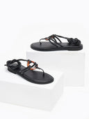 Σανδάλια δερμάτινα με κοκκάλινο σχέδιο Iris sandals - Μαύρο - thefashionproject.gr - IRIS