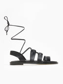 Σανδάλια δερμάτινα με κορδόνια estil - Μαύρο - thefashionproject.gr - Estil