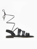 Σανδάλια δερμάτινα με κορδόνια estil - Μαύρο - thefashionproject.gr - Estil