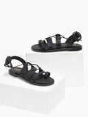 Σανδάλια δερμάτινα με κορδόνια estil - Μαύρο - thefashionproject.gr - Estil