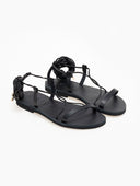 Σανδάλια δερμάτινα με κορδόνια Iris Sandals - Μαύρο - thefashionproject.gr - IRIS