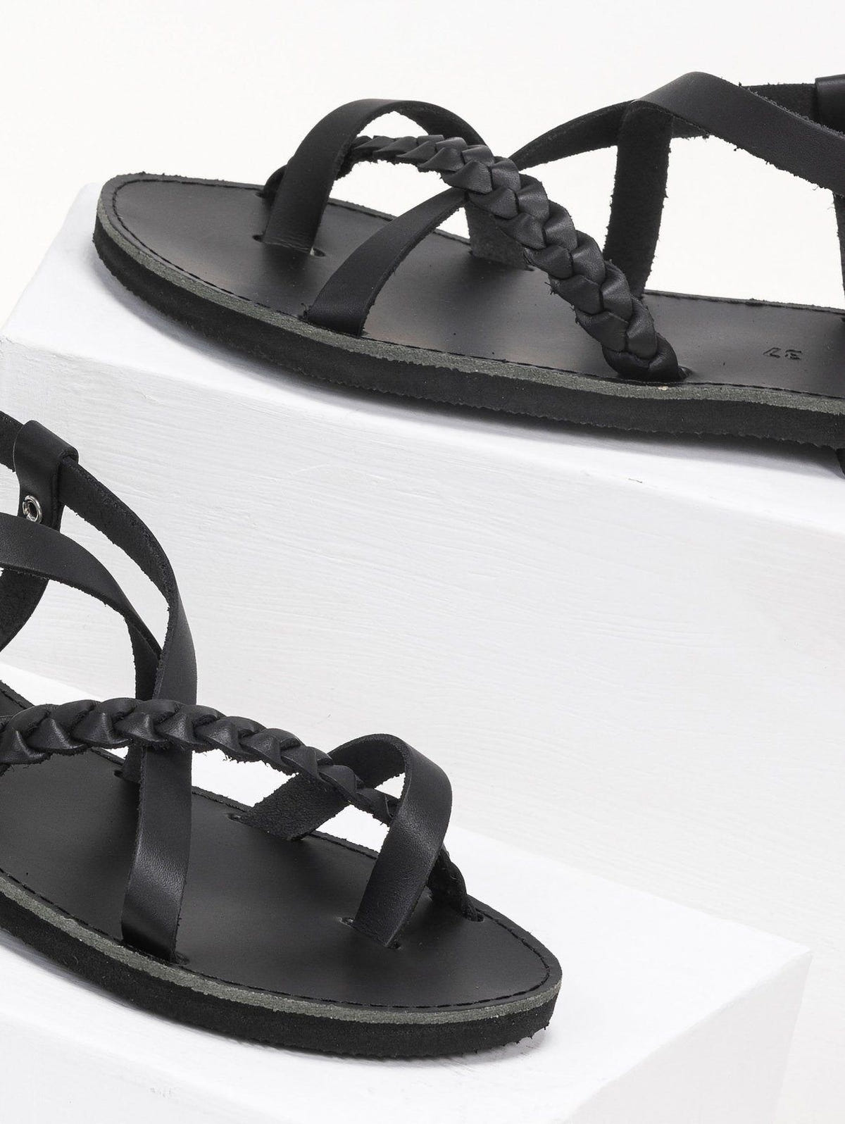 Σανδάλια δερμάτινα με κοτσιδάκι estil - Μαύρο - thefashionproject.gr - Estil