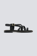 Σανδάλια δερμάτινα με κοτσιδάκι Estil - Μαύρο - thefashionproject.gr - Estil