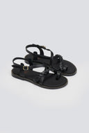 Σανδάλια δερμάτινα με κοτσιδάκι Estil - Μαύρο - thefashionproject.gr - Estil