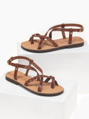 Σανδάλια δερμάτινα με κοτσιδάκι estil - Ταμπά - thefashionproject.gr - Estil
