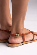 Σανδάλια δερμάτινα με κοτσιδάκια Tfp - Καφέ - thefashionproject.gr - TFP