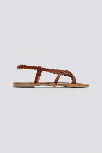 Σανδάλια δερμάτινα με κοτσιδάκια Tfp - Καφέ - thefashionproject.gr - TFP