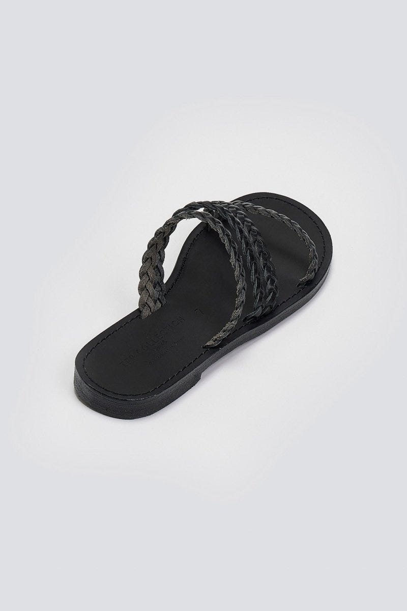 Σανδάλια δερμάτινα με κοτσιδάκια Tfp - Μαύρο - thefashionproject.gr - TFP
