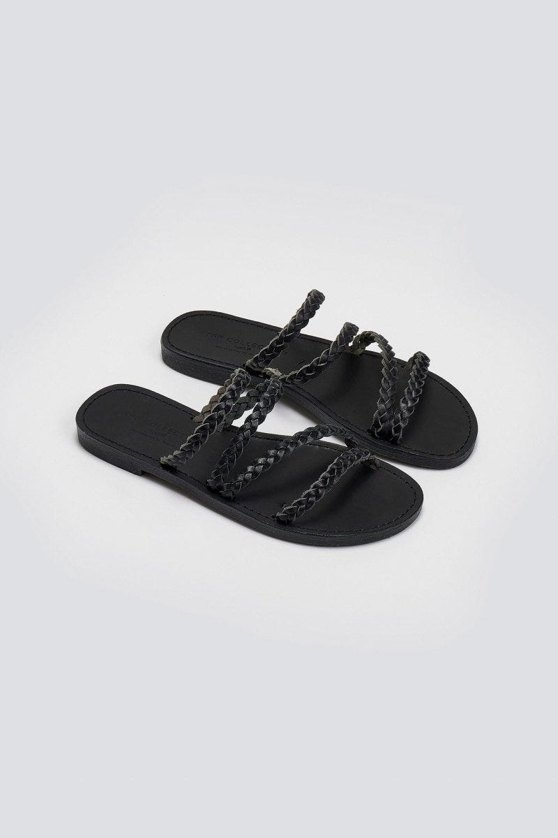 Σανδάλια δερμάτινα με κοτσιδάκια Tfp - Μαύρο - thefashionproject.gr - TFP
