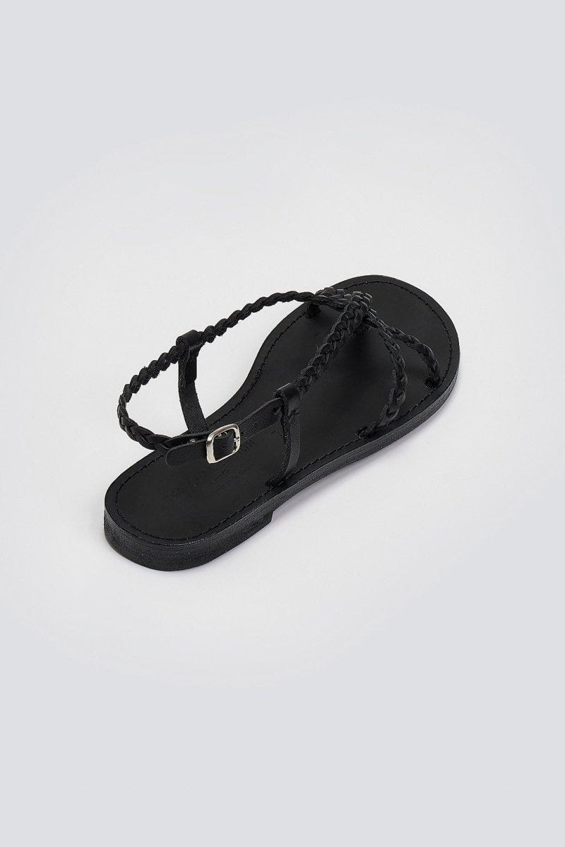 Σανδάλια δερμάτινα με κοτσιδάκια Tfp - Μαύρο - thefashionproject.gr - TFP