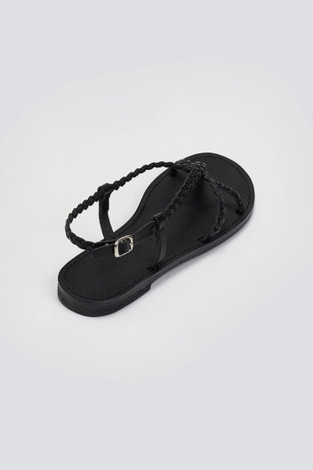 Σανδάλια δερμάτινα με κοτσιδάκια Tfp - Μαύρο - thefashionproject.gr - TFP