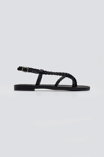 Σανδάλια δερμάτινα με κοτσιδάκια Tfp - Μαύρο - thefashionproject.gr - TFP
