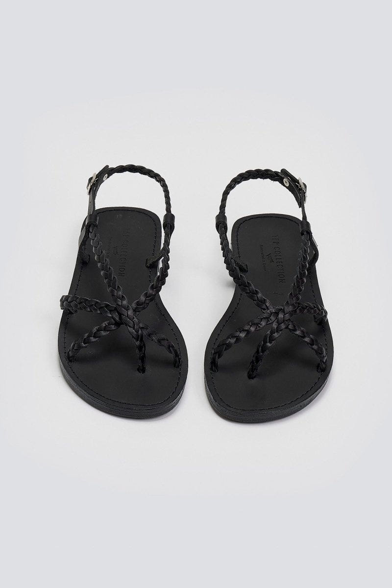 Σανδάλια δερμάτινα με κοτσιδάκια Tfp - Μαύρο - thefashionproject.gr - TFP