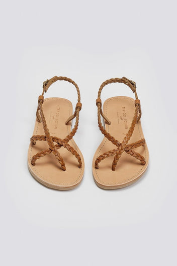Σανδάλια δερμάτινα με κοτσιδάκια Tfp - Ταμπά - thefashionproject.gr - TFP