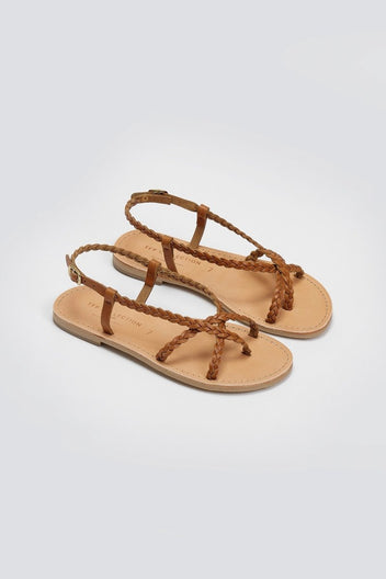 Σανδάλια δερμάτινα με κοτσιδάκια Tfp - Ταμπά - thefashionproject.gr - TFP