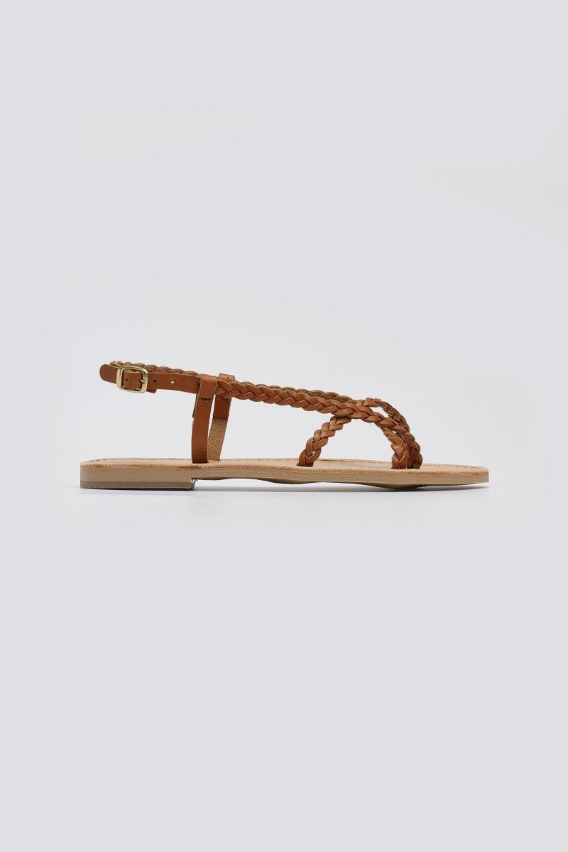 Σανδάλια δερμάτινα με κοτσιδάκια Tfp - Ταμπά - thefashionproject.gr - TFP