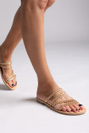 Σανδάλια δερμάτινα με κοτσιδάκια Tfp - Χρυσό - thefashionproject.gr - TFP