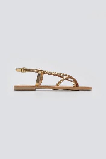 Σανδάλια δερμάτινα με κοτσιδάκια Tfp - Χρυσό - thefashionproject.gr - TFP