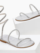 Σανδάλια δερμάτινα με κρύσταλλα Iris Sandals - Ασημί - thefashionproject.gr - IRIS