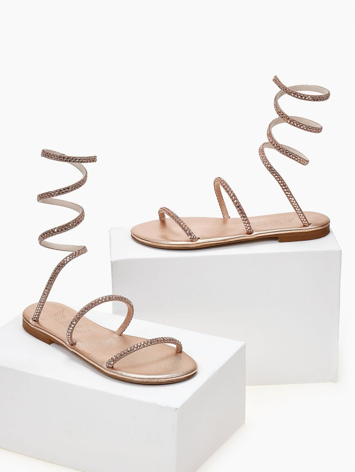 Σανδάλια δερμάτινα με κρύσταλλα Iris Sandals - Χαλκός - thefashionproject.gr - IRIS