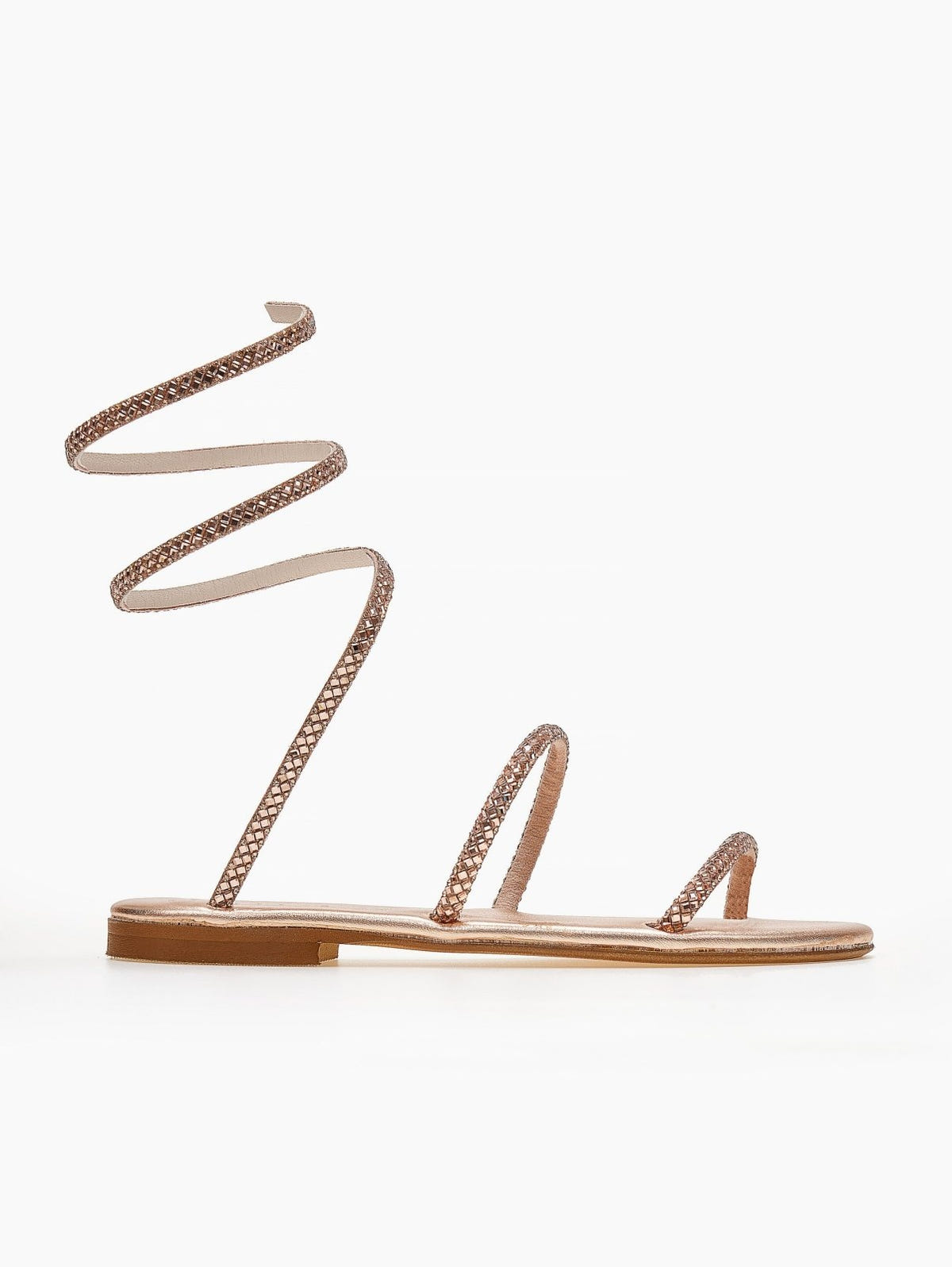 Σανδάλια δερμάτινα με κρύσταλλα Iris Sandals - Χαλκός - thefashionproject.gr - IRIS
