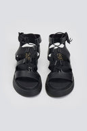 Σανδάλια δερμάτινα με lace up δέσιμο Estil - Μαύρο - thefashionproject.gr - Estil