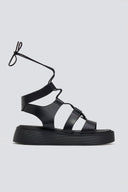 Σανδάλια δερμάτινα με lace up δέσιμο Estil - Μαύρο - thefashionproject.gr - Estil