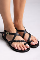 Σανδάλια δερμάτινα με λουράκια Estil - Μαύρο - thefashionproject.gr - Estil