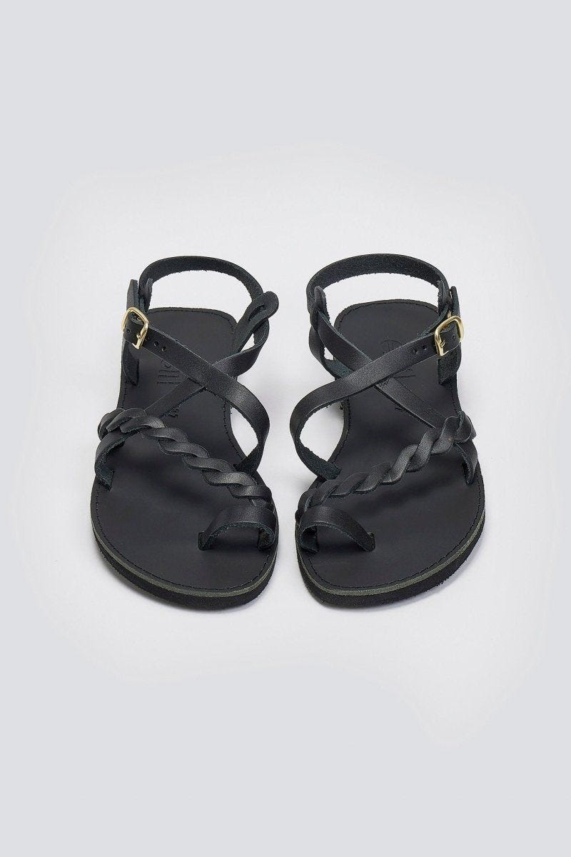 Σανδάλια δερμάτινα με λουράκια Estil - Μαύρο - thefashionproject.gr - Estil