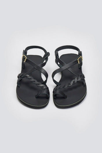Σανδάλια δερμάτινα με λουράκια Estil - Μαύρο - thefashionproject.gr - Estil
