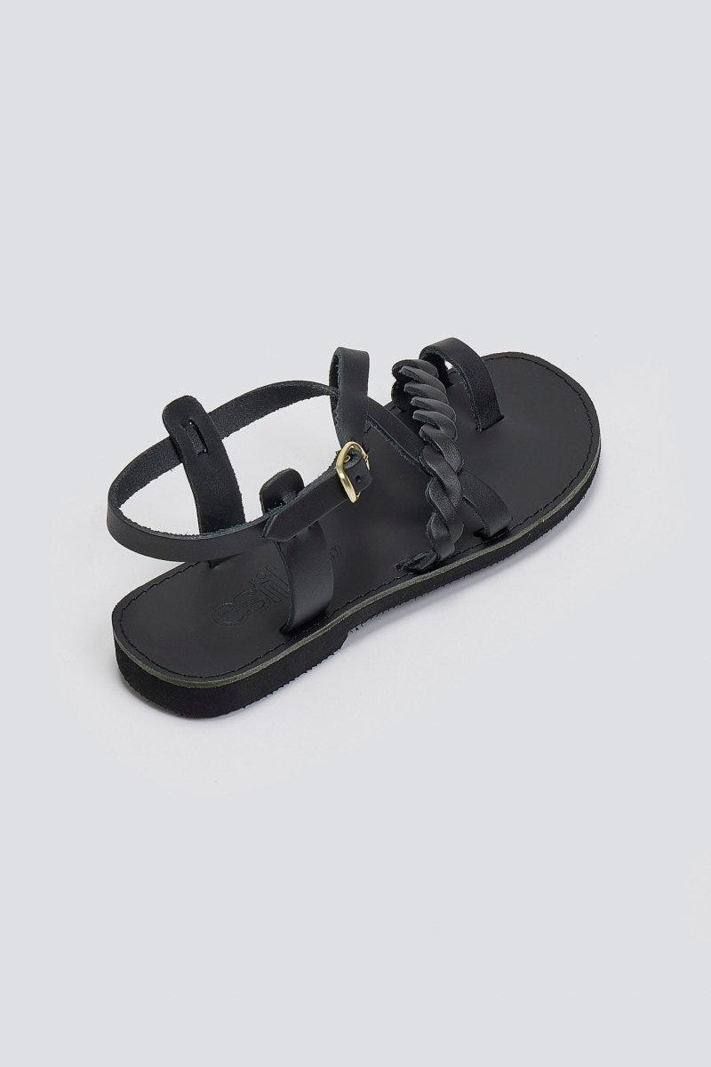 Σανδάλια δερμάτινα με λουράκια Estil - Μαύρο - thefashionproject.gr - Estil