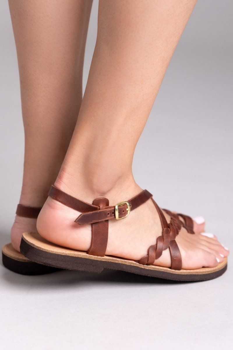 Σανδάλια δερμάτινα με λουράκια Estil - Ταμπά - thefashionproject.gr - Estil