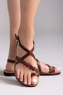 Σανδάλια δερμάτινα με λουράκια Estil - Ταμπά - thefashionproject.gr - Estil