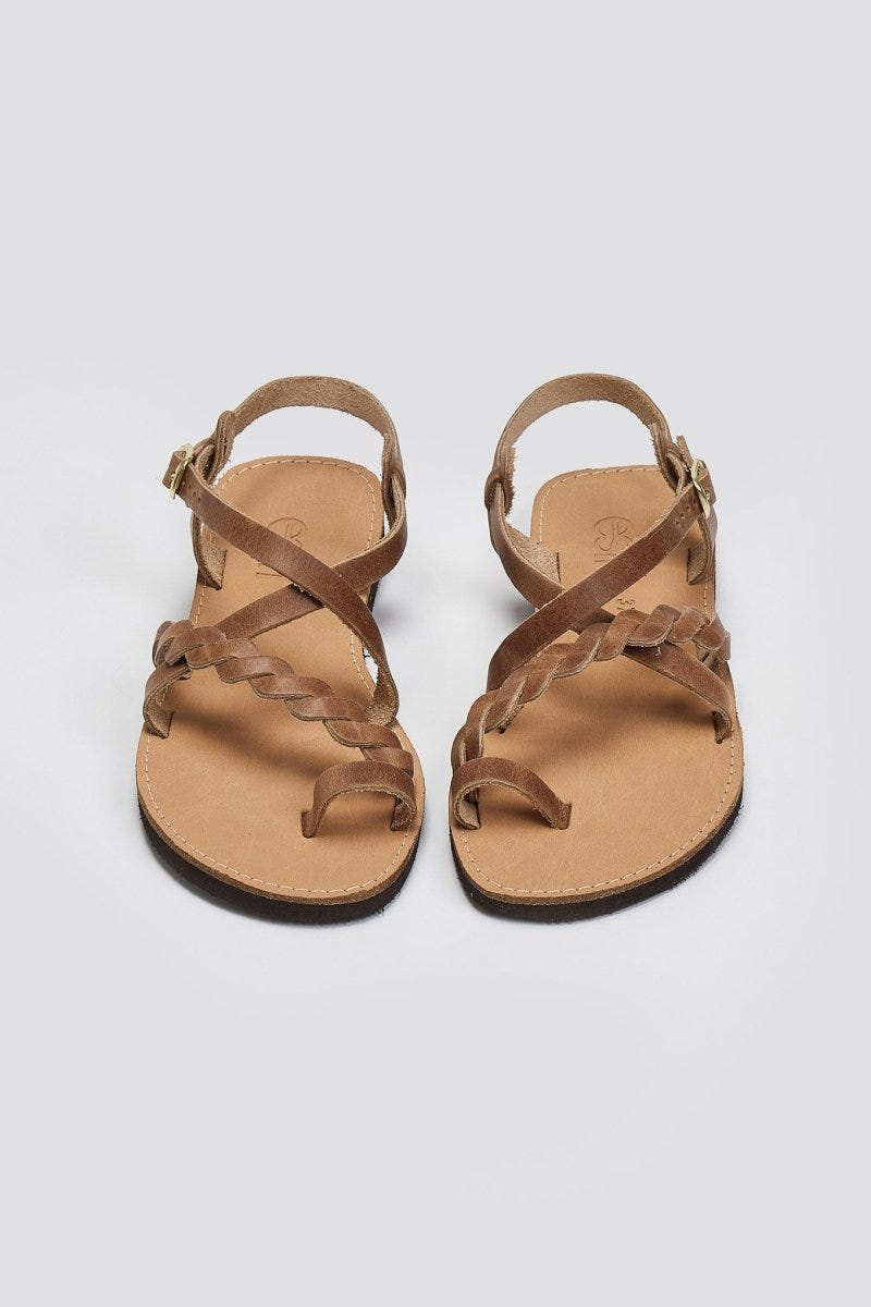 Σανδάλια δερμάτινα με λουράκια Estil - Τάουπε - thefashionproject.gr - Estil
