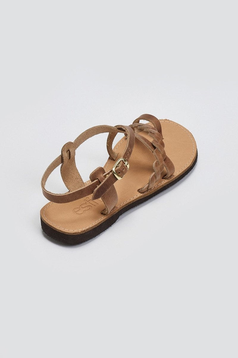 Σανδάλια δερμάτινα με λουράκια Estil - Τάουπε - thefashionproject.gr - Estil