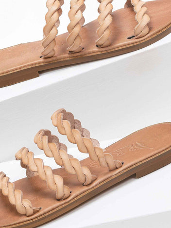 Σανδάλια δερμάτινα με λουράκια Iris Sandals - Φυσικό - thefashionproject.gr - IRIS