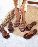 Σανδάλια δερμάτινα με λουράκια Iris Sandals - Καφέ - thefashionproject.gr - IRIS