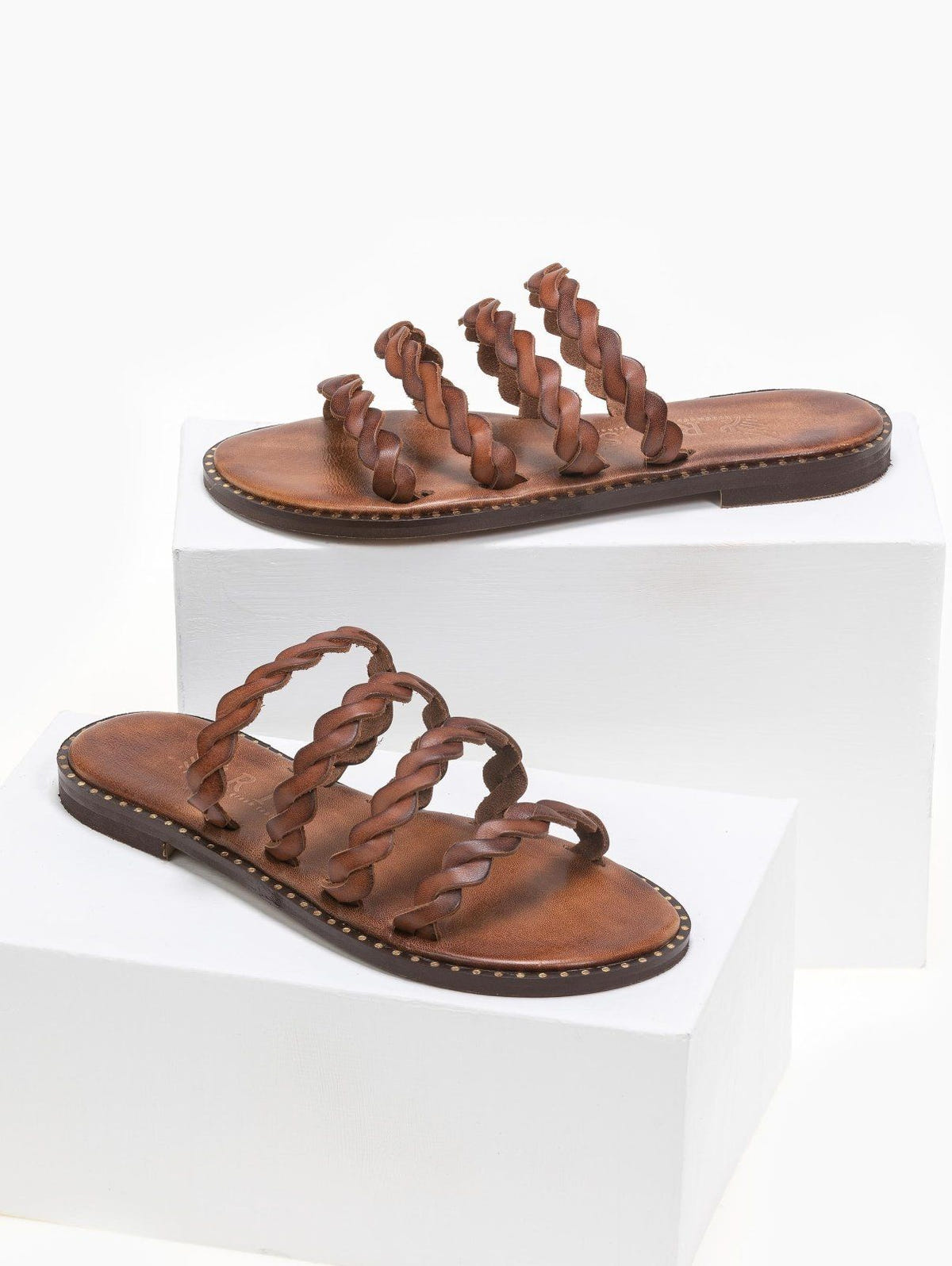 Σανδάλια δερμάτινα με λουράκια Iris Sandals - Καφέ - thefashionproject.gr - IRIS