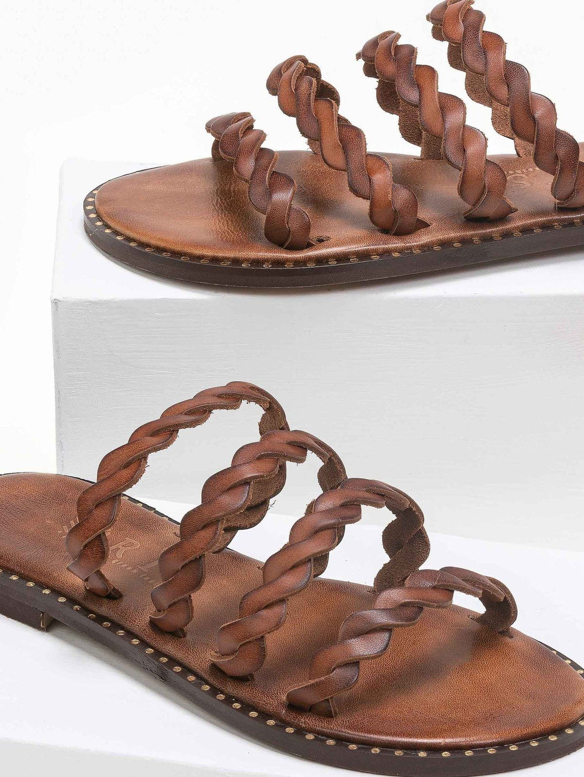 Σανδάλια δερμάτινα με λουράκια Iris Sandals - Καφέ - thefashionproject.gr - IRIS
