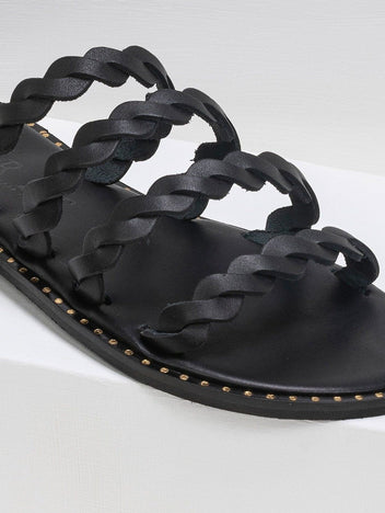 Σανδάλια δερμάτινα με λουράκια Iris Sandals - Μαύρο - thefashionproject.gr - IRIS