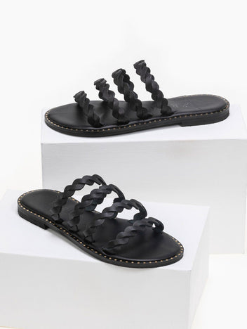 Σανδάλια δερμάτινα με λουράκια Iris Sandals - Μαύρο - thefashionproject.gr - IRIS
