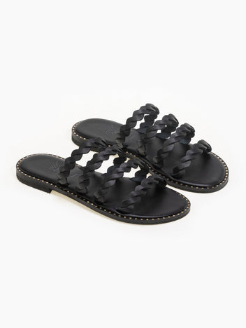 Σανδάλια δερμάτινα με λουράκια Iris Sandals - Μαύρο - thefashionproject.gr - IRIS