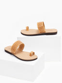 Σανδάλια δερμάτινα με μαίανδρο estil - Φυσικό - thefashionproject.gr - Estil